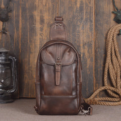 Leather Mens Sling Bag Sling Shoulder Bag Sling Backpack for men - iwalletsmen