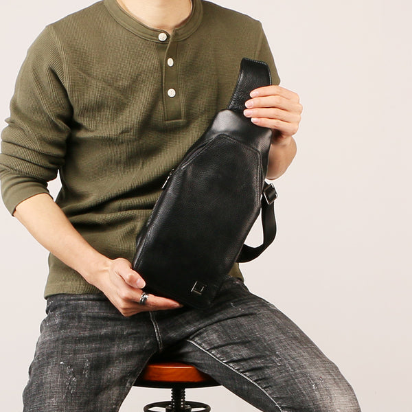 Leather Mens Sling Bag Sling Shoulder Bag Sling Backpack for men - iwalletsmen