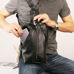 Leather Mens Sling Bag Sling Shoulder Bag Sling Backpack for men - iwalletsmen