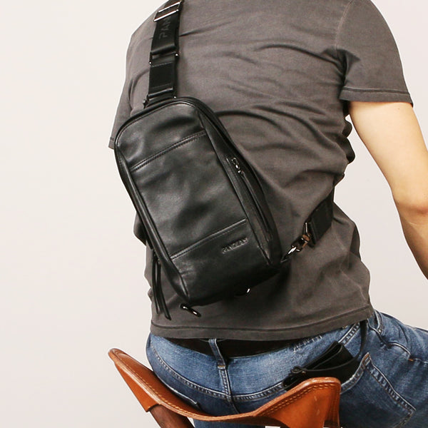 Leather Mens Sling Bag Sling Shoulder Bag Sling Backpack for men - iwalletsmen