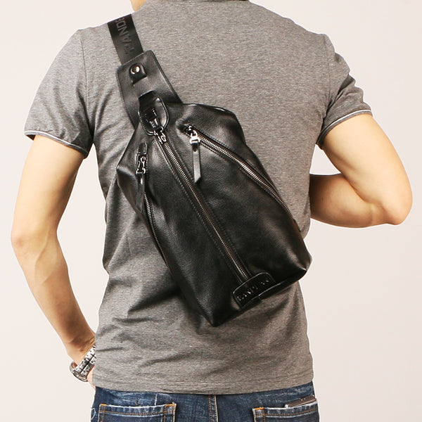 Leather Mens Sling Bag Sling Shoulder Bag Sling Backpack for men - iwalletsmen