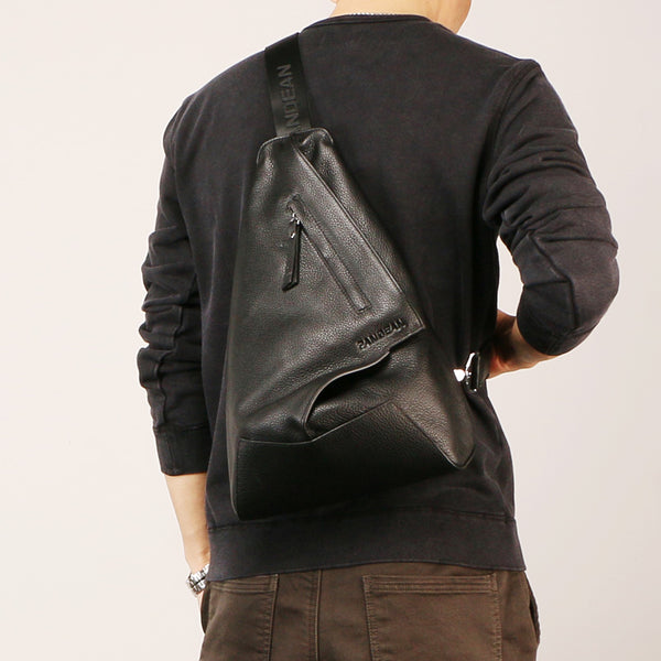 Leather Mens Sling Bag Sling Shoulder Bag Sling Backpack for men - iwalletsmen