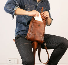 Leather Mens Sling Bag Sling Shoulder Bag Sling Backpack for men - iwalletsmen