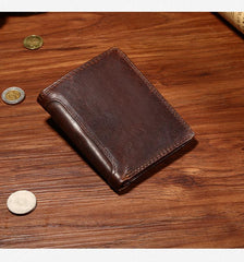 Leather Mens Small Wallet Slim Trifold Vintage Wallet for Mens - iwalletsmen