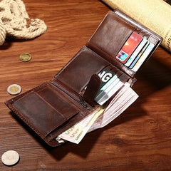 Leather Mens Small Wallet Slim Trifold Vintage Wallet for Mens - iwalletsmen