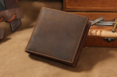 Leather Mens Vintage Leather Wallet Men Small Wallets Bifold for Men