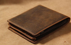 Leather Mens Vintage Leather Wallet Men Small Wallets Bifold for Men