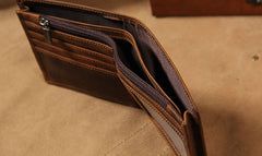 Leather Mens Vintage Leather Wallet Men Small Wallets Bifold for Men