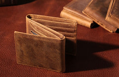 Leather Mens Vintage Leather Wallet Men Small Wallets Trifold for Men