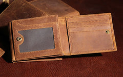 Leather Mens Vintage Leather Wallet Men Small Wallets Trifold for Men