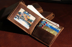 Leather Mens Vintage Leather Wallet Men Small Wallets Trifold for Men