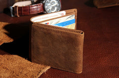 Leather Mens Vintage Leather Wallet Men Small Wallets Trifold for Men