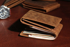 Leather Mens Vintage Leather Wallet Men Small Wallets Trifold for Men