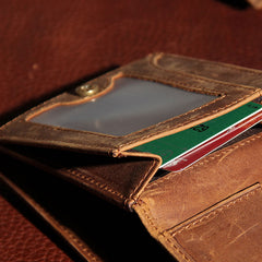 Leather Mens Vintage Leather Wallet Men Small Wallets Trifold for Men