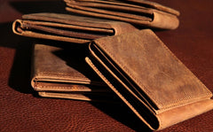 Leather Mens Vintage Leather Wallet Men Small Wallets Trifold for Men