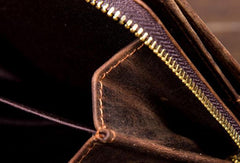 Leather Mens Wallet billfold Zipper Bifold Wallet Vintage Wallet for Men - iwalletsmen