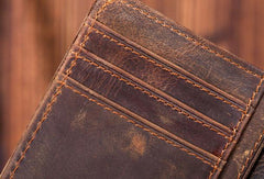 Leather Mens Wallet billfold Zipper Bifold Wallet Vintage Wallet for Men - iwalletsmen