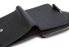 Leather Mens Wallet billfold Zipper Bifold Wallet Vintage Wallet for Men - iwalletsmen
