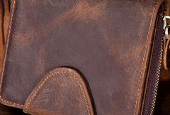 Leather Mens Wallet billfold Zipper Bifold Wallet Vintage Wallet for Men - iwalletsmen