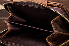 Leather Mens Wallet billfold Zipper Bifold Wallet Vintage Wallet for Men - iwalletsmen