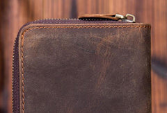 Leather Mens Wallet billfold Zipper Bifold Wallet Vintage Wallet for Men - iwalletsmen