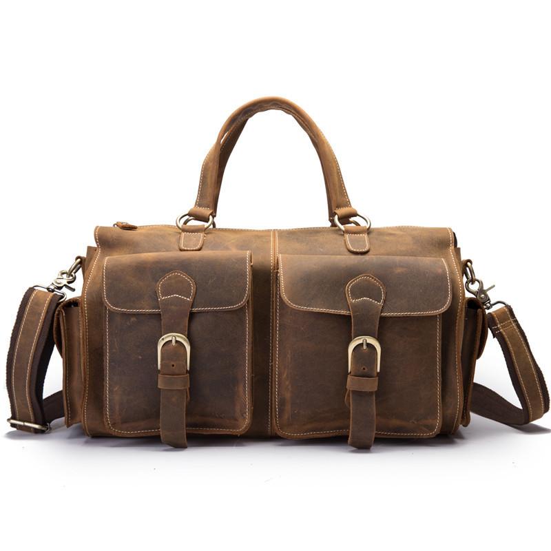 Leather Mens Weekender Bag Large Travel Bag Duffle Bag Vintage Overnight Bag Bag - iwalletsmen
