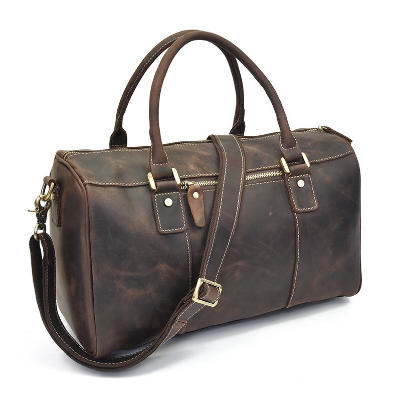 Cool Leather Mens Weekender Bag Vintage Travel Bag Duffle Bag for Men - iwalletsmen