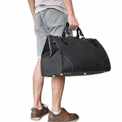 Cool Leather Mens Large Weekender Bag Vintage Travel Bag Duffle Bag for Men - iwalletsmen