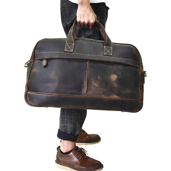 Cool Leather Vintage Mens Weekender Bag Travel Bag Duffle Bag for Men - iwalletsmen