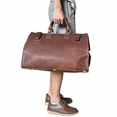 Cool Leather Mens Large Weekender Bag Vintage Travel Bag Duffle Bag for Men - iwalletsmen