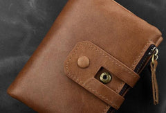 Cool Leather Mens Zip Wallet billfold Slim Bifold Wallet Card Wallet for Men - iwalletsmen