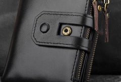 Cool Leather Mens Zip Wallet billfold Slim Bifold Wallet Card Wallet for Men - iwalletsmen