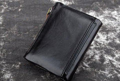 Cool Leather Mens Zip Wallet billfold Slim Bifold Wallet Card Wallet for Men - iwalletsmen