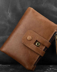 Cool Leather Mens Zip Wallet billfold Slim Bifold Wallet Card Wallet for Men - iwalletsmen