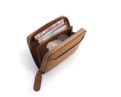 Leather Mens Zipper Front Pocket Wallet Card Wallet Slim Small Change Wallet for Men - iwalletsmen