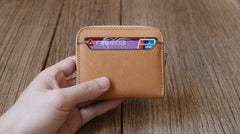 Leather Mens Zipper Front Pocket Wallet Card Wallet Slim Small Change Wallet for Men - iwalletsmen