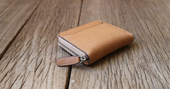 Leather Mens Zipper Front Pocket Wallet Card Wallet Slim Small Change Wallet for Men - iwalletsmen