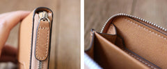 Leather Mens Zipper Front Pocket Wallet Card Wallet Slim Small Change Wallet for Men - iwalletsmen