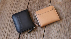 Leather Mens Zipper Front Pocket Wallet Card Wallet Slim Small Change Wallet for Men - iwalletsmen