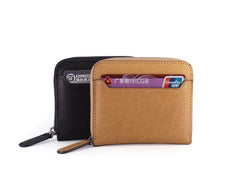 Leather Mens Zipper Front Pocket Wallet Card Wallet Slim Small Change Wallet for Men - iwalletsmen