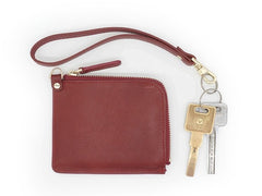 Leather Mens Zipper Small Wallet Wristlet Wallet Clutch Wallet Small Wallet for Men - iwalletsmen