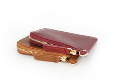 Leather Mens Zipper Small Wallet Wristlet Wallet Clutch Wallet Small Wallet for Men - iwalletsmen
