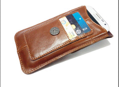 Leather Slim Belt Pouch Mens Small Cases Waist Bag for Men