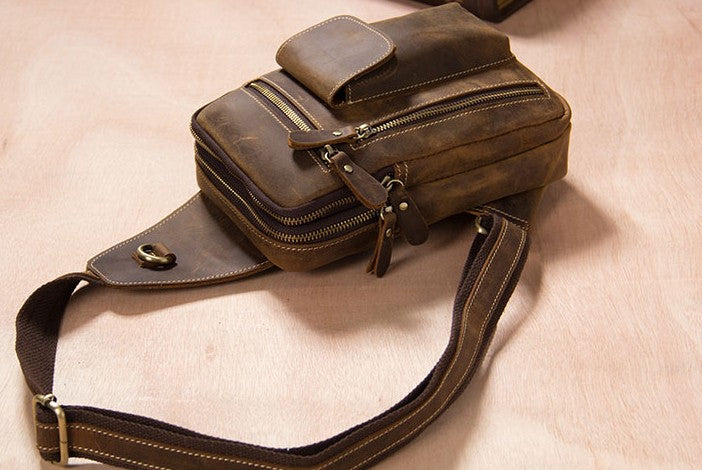 2022 Small CrossBody Belt Bags Plaid Leather Sling Men Chest Bag Fashion  Man Zipper Cross Body Messenger Shoulder Bags For Male