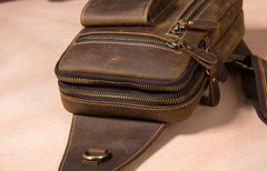 Leather Sling Bag for Men Crossbody Bag Chest Bag for men