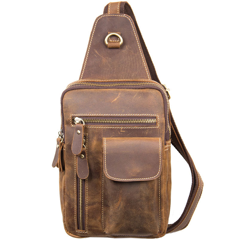 Leather Sling Bag for Men Crossbody Bag Chest Bag for men – iwalletsmen