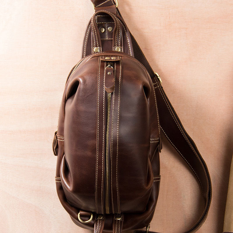 Leather Sling Bag for Men Crossbody Sling Bag Chest Bag for men