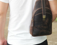 Leather Sling Bag for Men Crossbody Sling Bag Chest Bag for men