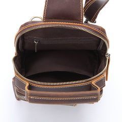 Leather Sling Bag for Men Vintage Chest Crossbody Bag For Men - iwalletsmen