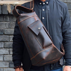 Leather Sling Bag for Men Vintage Chest Crossbody Bag For Mens - iwalletsmen